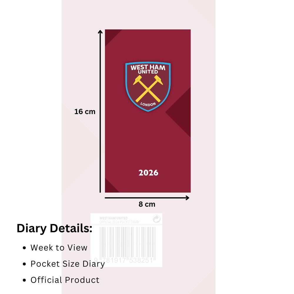 West Ham United FC Slim Diary 2026