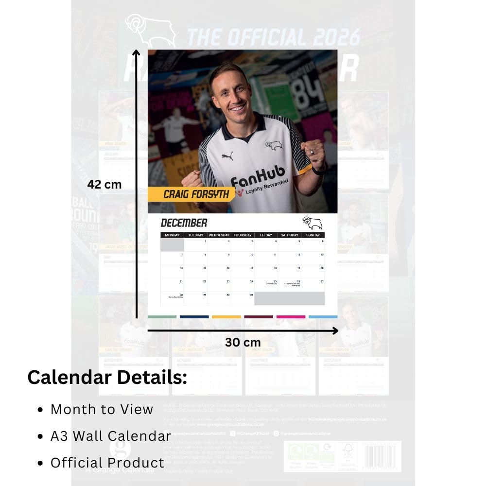 Derby County FC A3 Calendar 2026